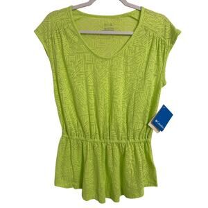 Columbia NWT Women's S See Through You Sheer Burnout Peplum Short Sleeve‎ Top
